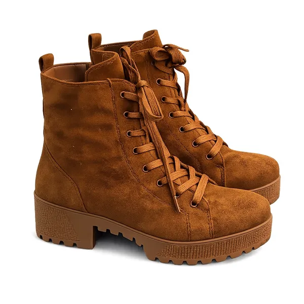 Rouge Helium Brown Faux Suede Lace-Up Combat Ankle Boots Women’s Size 8 - Image 7