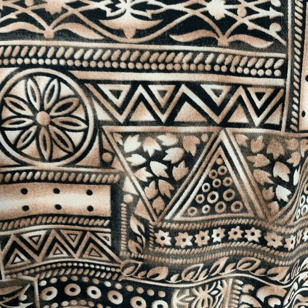 Vintage Black Brown Earth Tone Geometric Sleeveless Tie Back Midi Dress‎ XL Boho - Image 9
