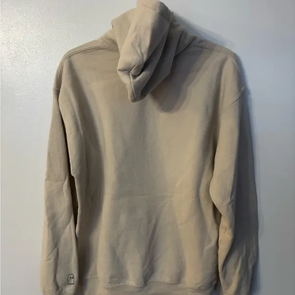 Lonely Ghost It’s Cool To Care Earth Smile Art Tan Hoodie MEDIUM - Image 4