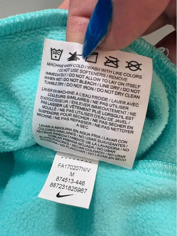 Nike Dri-FIT Hoodie M Aqua Blue Just Do It Pullover Kangaroo Pocket - Image 8