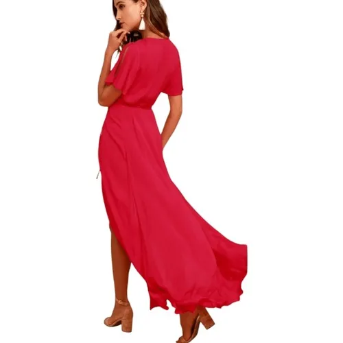Lulus Much Obliged Red Wrap Maxi‎ Dress Women's XS - Image 7