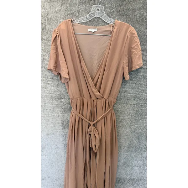 Baltic Born Maxi Dress Women XL Taupe Lydia Wrap Flutter Sleeve‎ Formal Wedding - Image 4