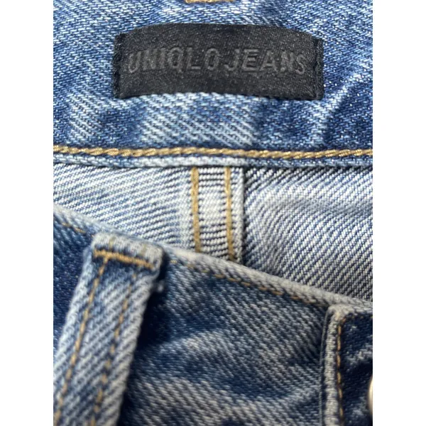 Uniqlo Women's Blue High Waisted Medium Wash Wide Straight Denim Jeans Size 22 - Image 4
