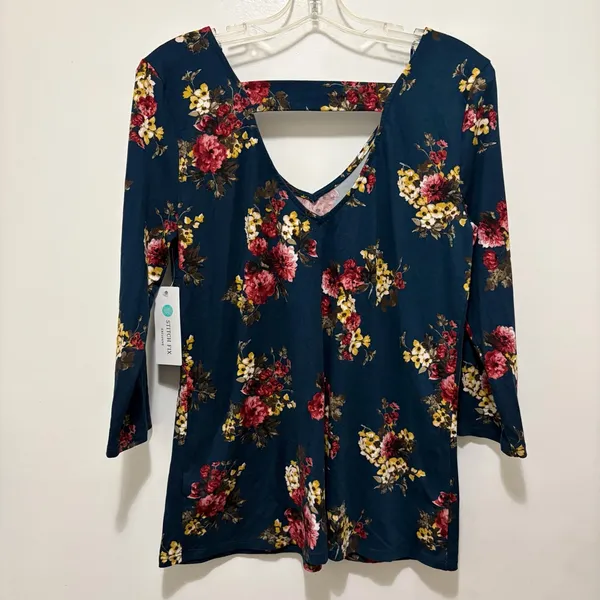Nine Britton Stitch Fix Silvia Back Detail Knit Top in Navy Medium NWT‎ - Image 4
