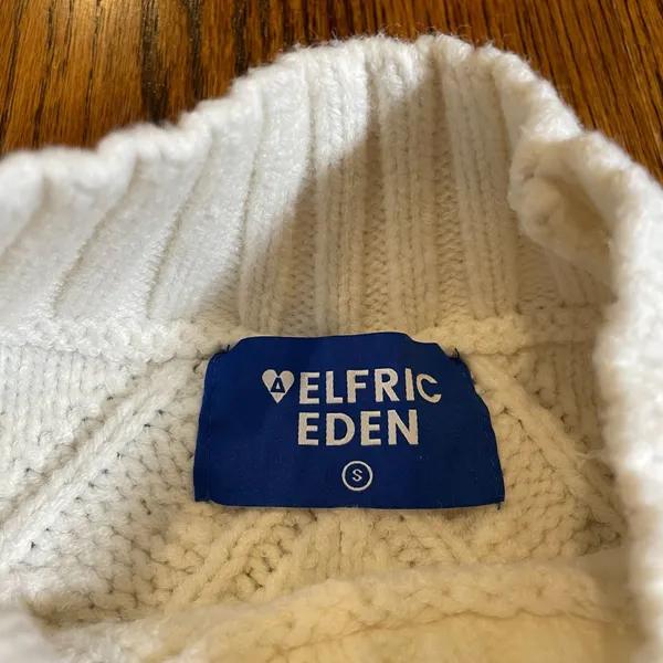 Aelfric Eden Heart Choice Cable Knit Mock Neck Sweater White Size S - Image 5
