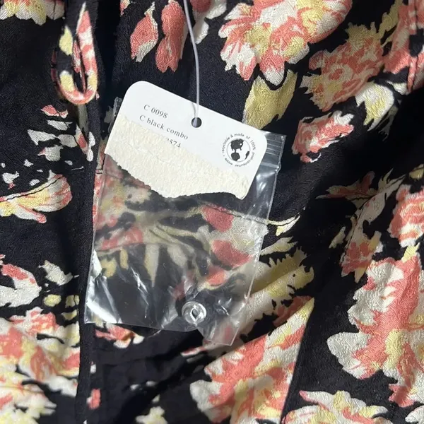 NEW Free People Hilary Printed Keyhole Top Black Combo - Image 9