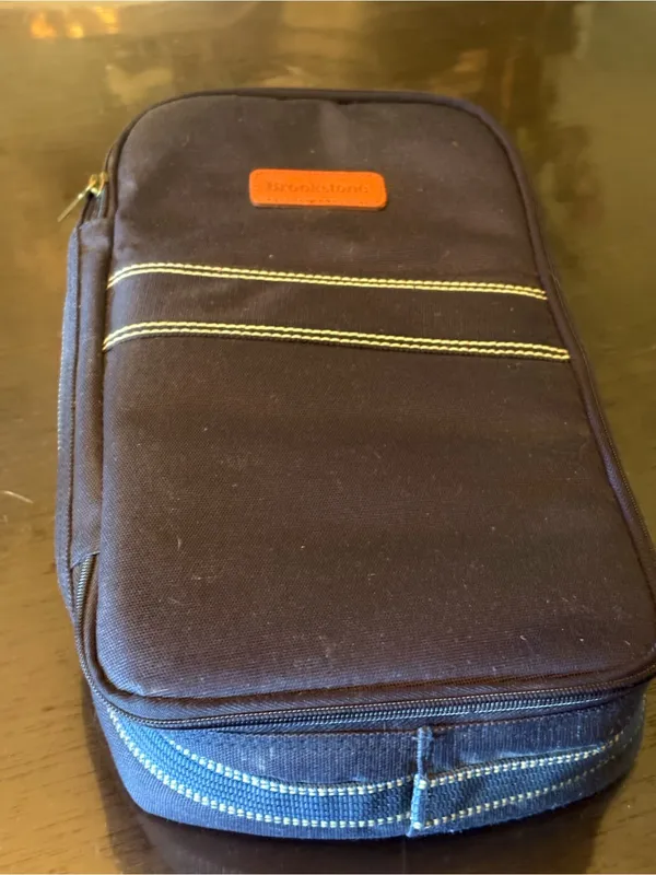 Brookstone Navy Travel Wine Organizer Pouch w Opener - Image 3
