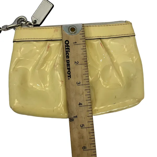 Coach Yellow Patent Leather Signature Print Wristlet - Image 7
