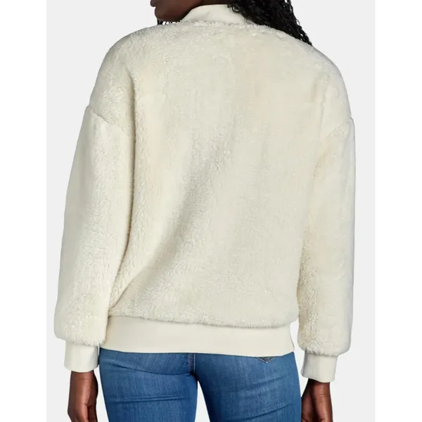 Time and Tru Womens Jacket Size S Winter White Fleece Bomber Midweight Zip Up - Image 2