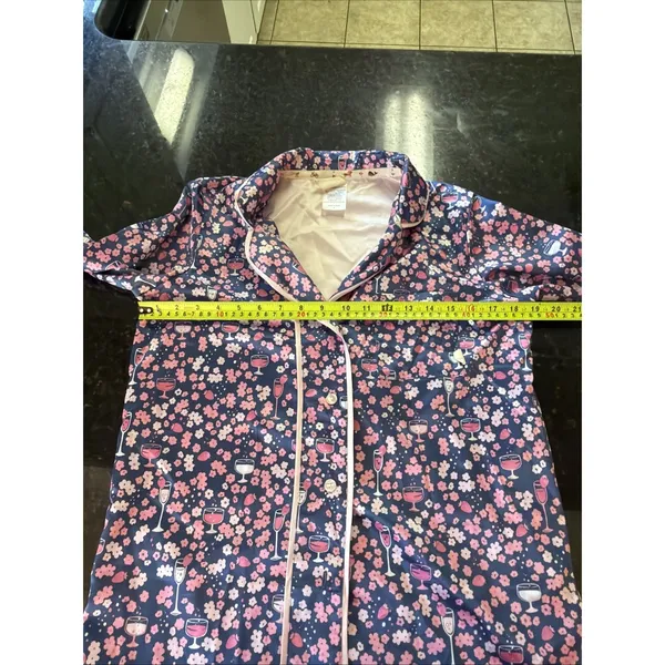 Munki Munki Women's Pajamas Sz S Satin Floral Wine Mimosa Champagne Sleep Set PJ - Image 12