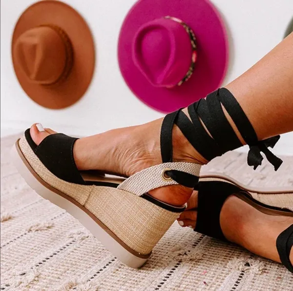 Soda Black Ballerina Wedge Platform - Image 2
