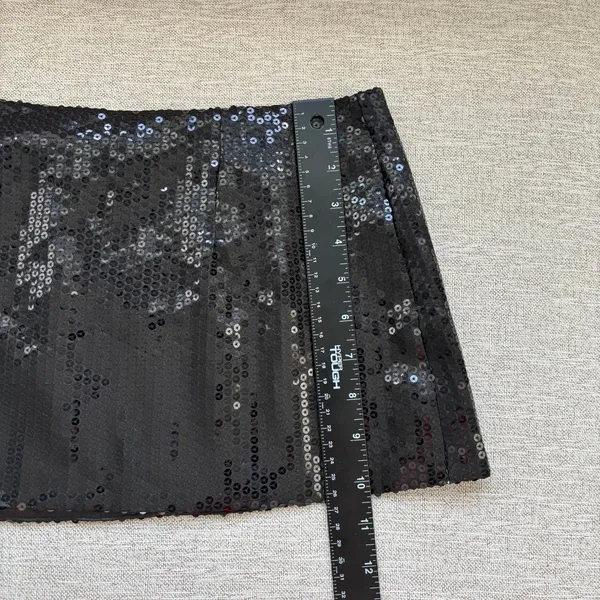NWT Parke Black Sequin Mini Skirt Small Sparkly Party Night Out Whimsy Goth Glam - Image 5