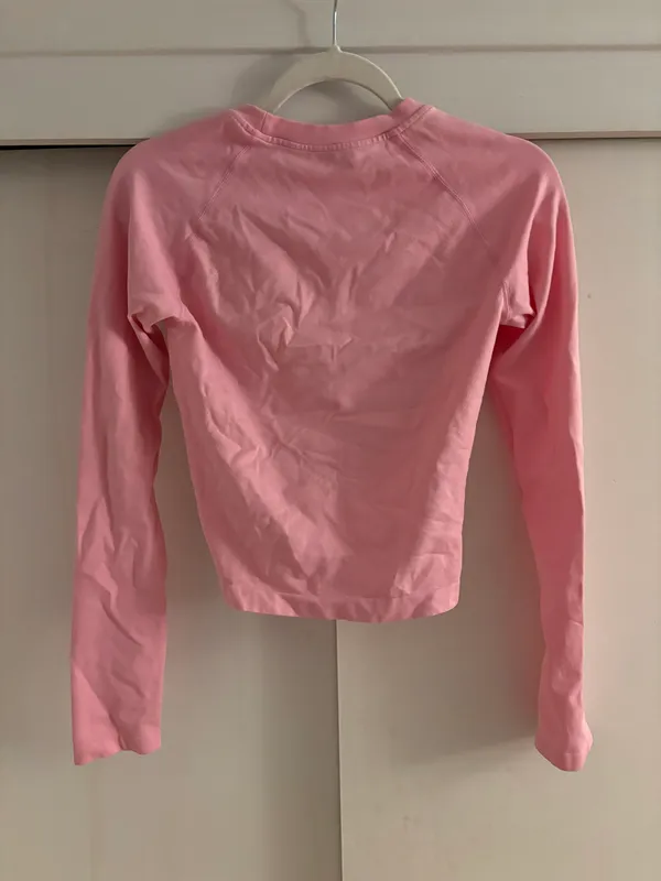 Long Sleeve Workout Top Pink Size L - Image 2