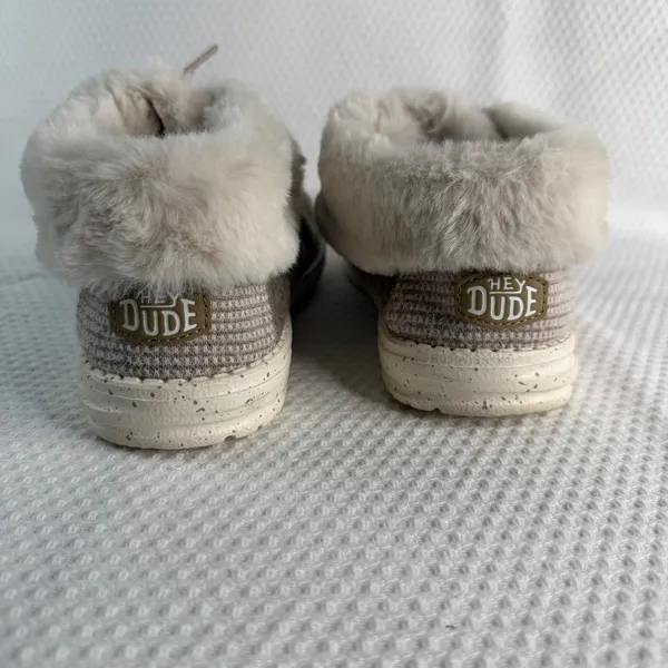 Hey Dude Wendy Fold Nut Brown Wool Faux Fur Lined Moccasin Loafers Womens W8 - Image 3