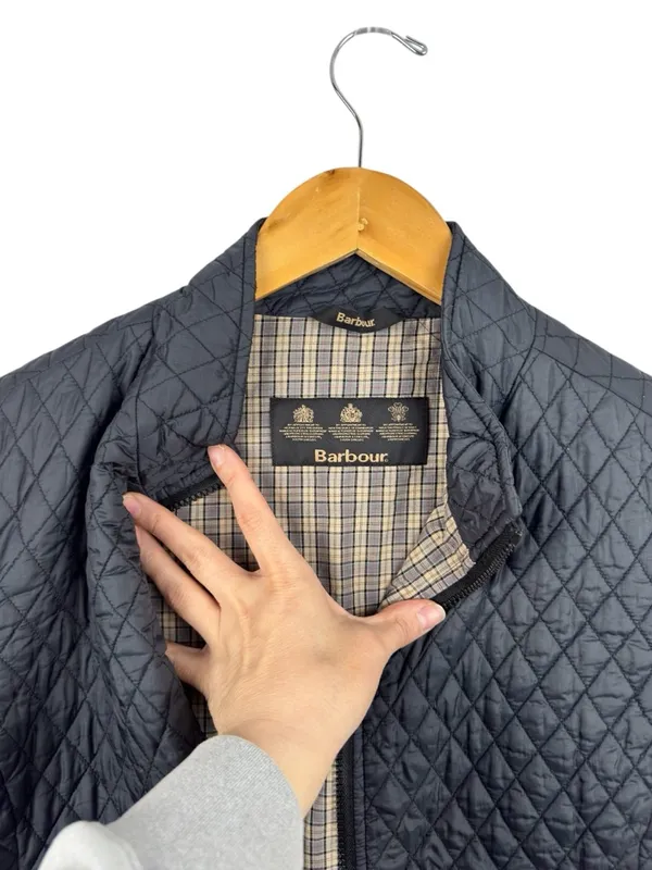 Barbour Navy Quilted Gilet Vest Size 14 Flyweight Diamond Quilt Tailored Class - Image 16