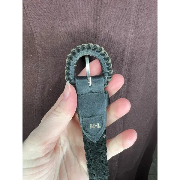 split leather belt black 1980s - Image 2