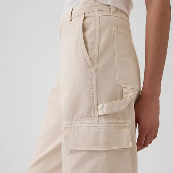 NWT GAP Mid Rise Cargo Baggy Khakis Pant Pockets SZ-8 Color Bedrock Beige - Image 6