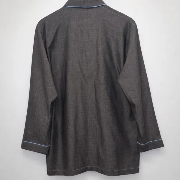 Vintage Christian Dior Pyjama Herringbone Button Front Lounge Shirt M Luxury 80s - Image 3