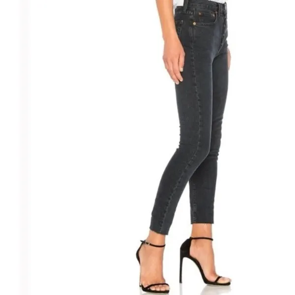 Re/Done Originals High Rise Ankle Crop in Faded Black - Image 3