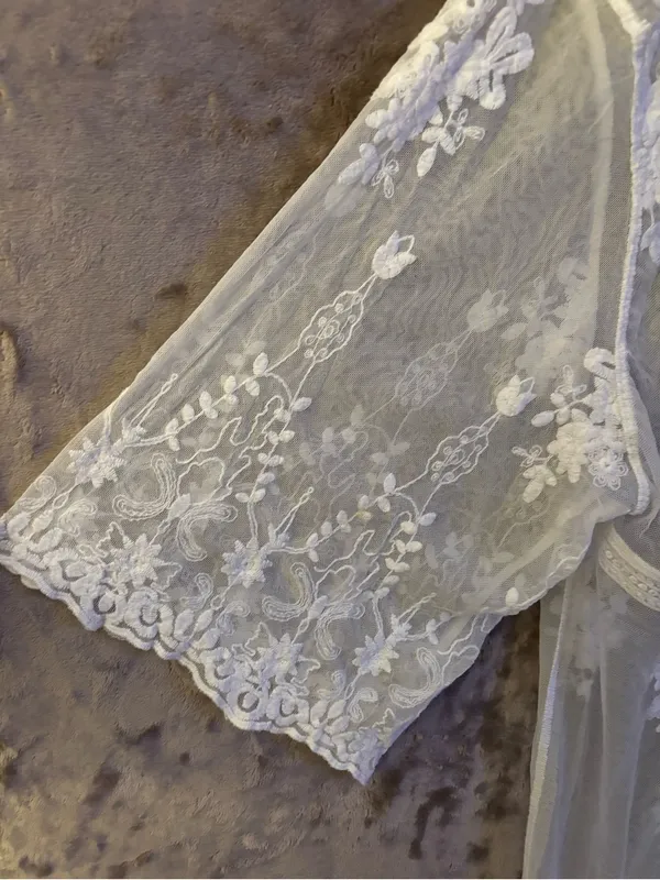 Love Tree Sheer Lace Embroidered Swim Coverup Cream Women’s Size L - Image 6