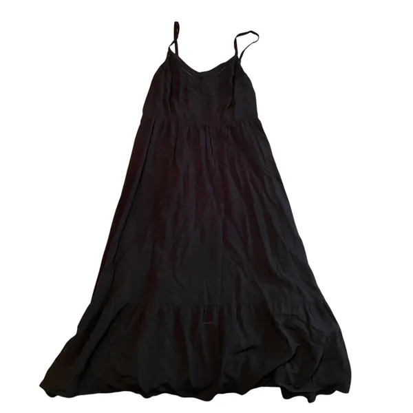 Old Navy Black Smocked Bodice Midi Dress Small Spaghetti Strap Flowy Boho - Image 3