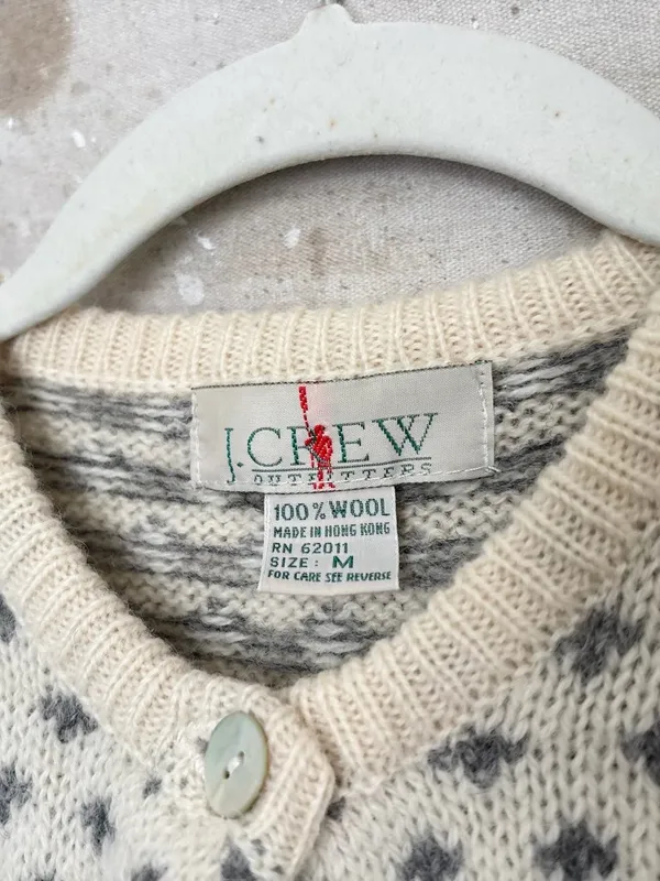 Vintage J Crew 90s Birdseye Wool Cardigan - Image 2