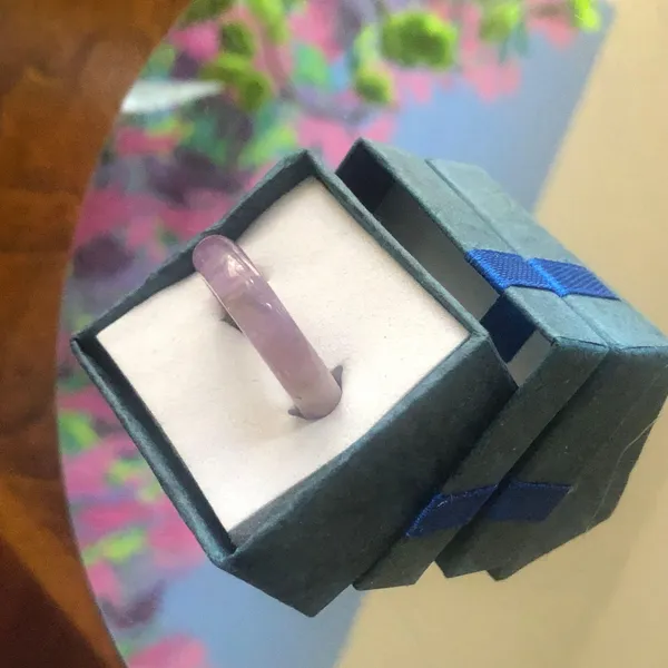 Amethyst Handcrafted genuine stone band ring 6 - Image 2