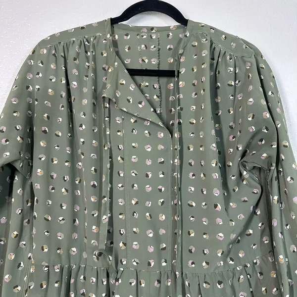 L Dress Midi Cottagecore Grandmacore Prairie Ditsy Vintage Coquette Sage Green - Image 3
