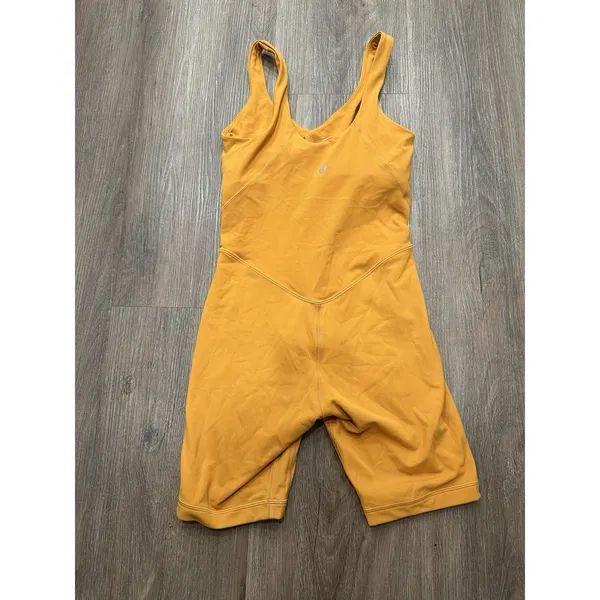 Lululemon Align Bodysuit 8" Size 4‎ Autumn Orange Tight Fit Bra Cut - Image 2