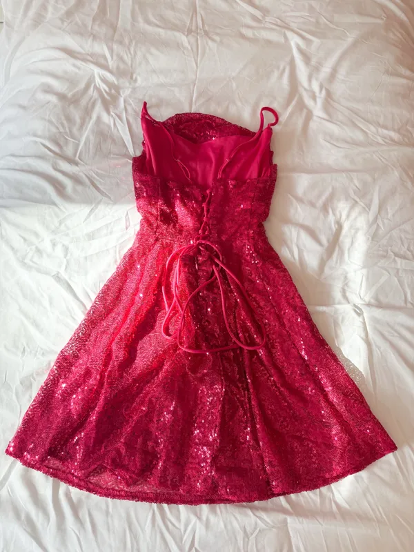 Pink Sequin Cowl Neck Dress Size Small - Image 2