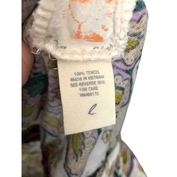 Anthropologie C. Keer bohemian wrap style paisley white tie tank top tunic - Image 9