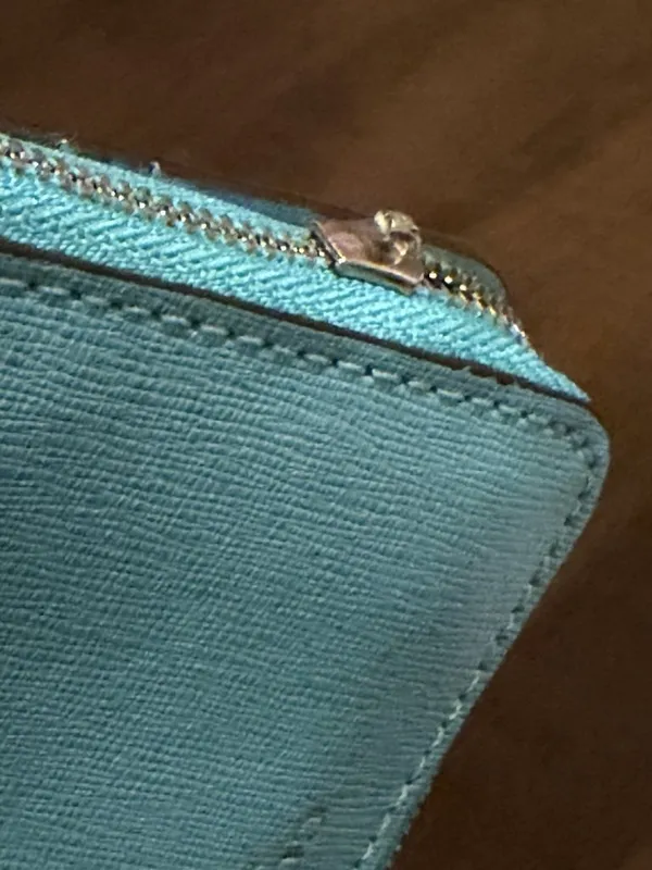 Coach Essential Saffiano Zip-Around card case Wallet turquoise retro chic preppy - Image 11