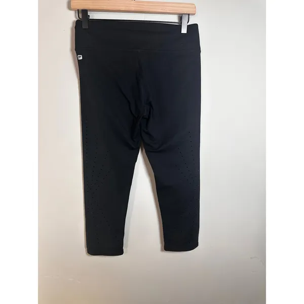 Fabletics Black Laser Cut‎ Perforated Crop Leggings Capri CS1616031 Small - Image 3