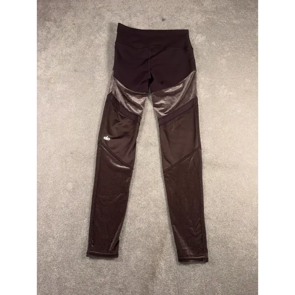 Alo Yoga Sheila High-Rise Velour-Panel Leggings Deep Purple Size M - Image 4