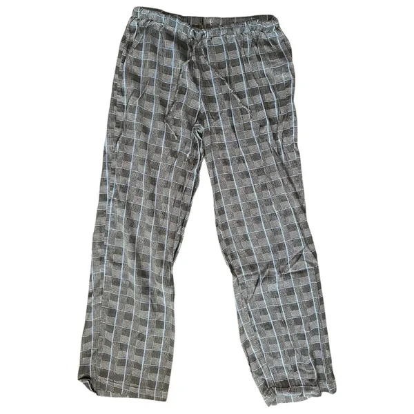 Lauren Ralph Lauren Size M Black Blue Plaid Long Sleeve Pajama Top & Bottom Set - Image 6
