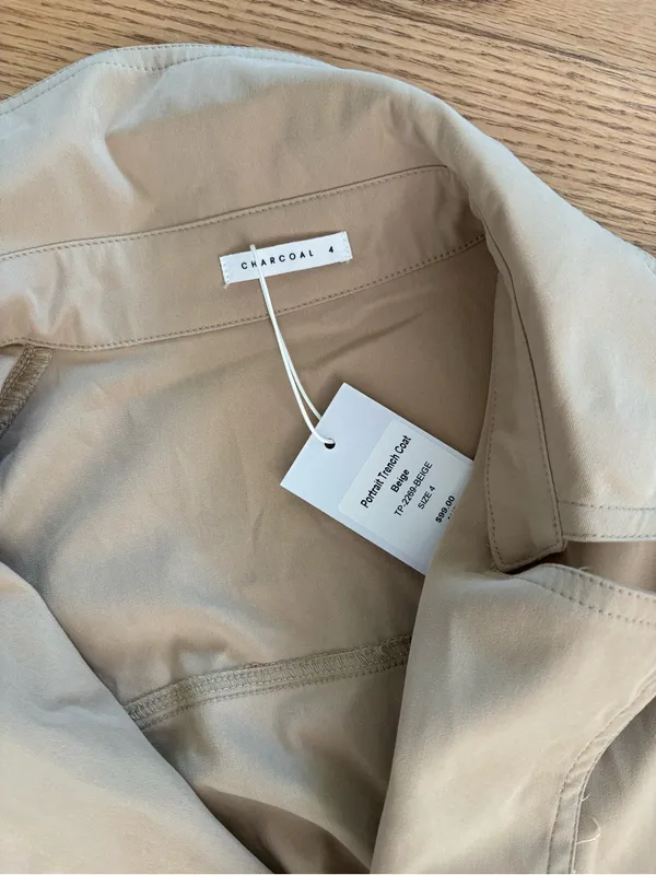 Lightweight Beige Trench Coat Tan Size 0 - Image 2