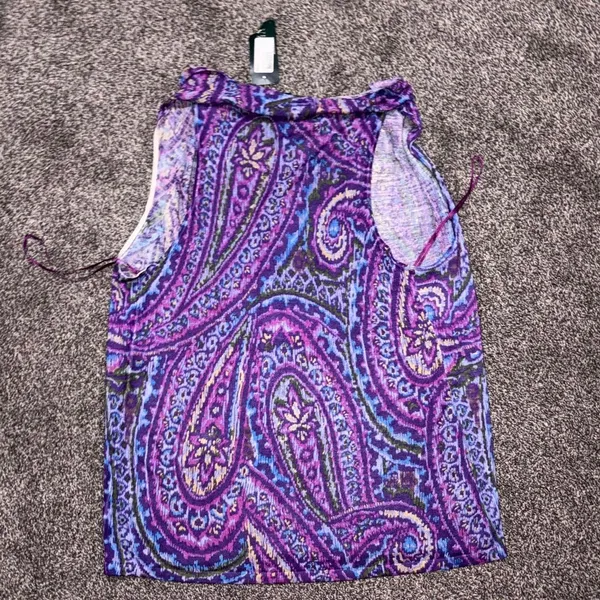 Ralph Lauren Women's Purple Multicolored Tank Large NWT - Image 2