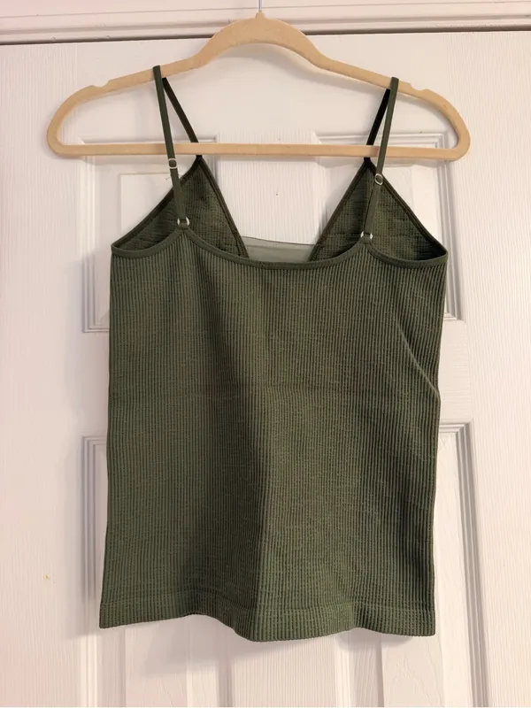 Intimately Free People Olive Ribbed V-Neck Cami Tank Top Size: M/L - Image 3