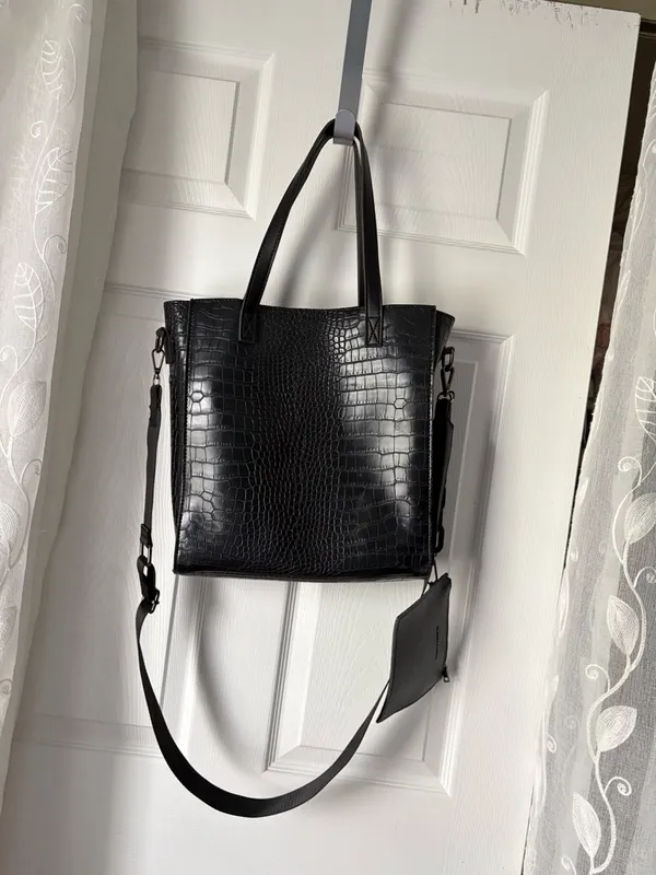 Claudia Canova moc croc-Embossed shoulder bag crossbody strap tote removal pouch - Image 7