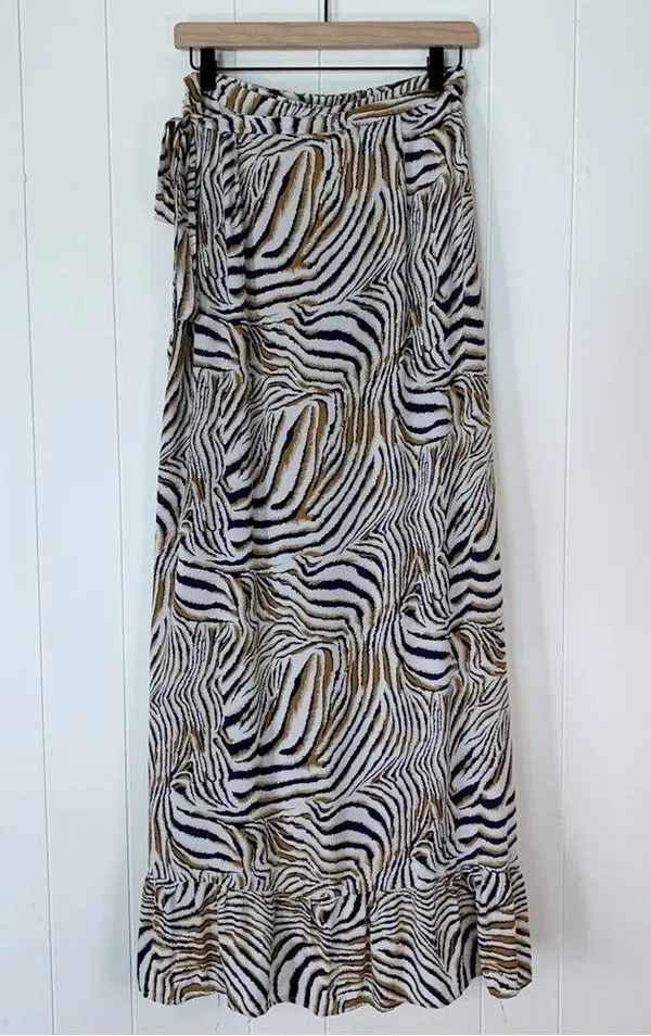 Grifflin Paris Zebra Print Wrap Skirt L - Image 2