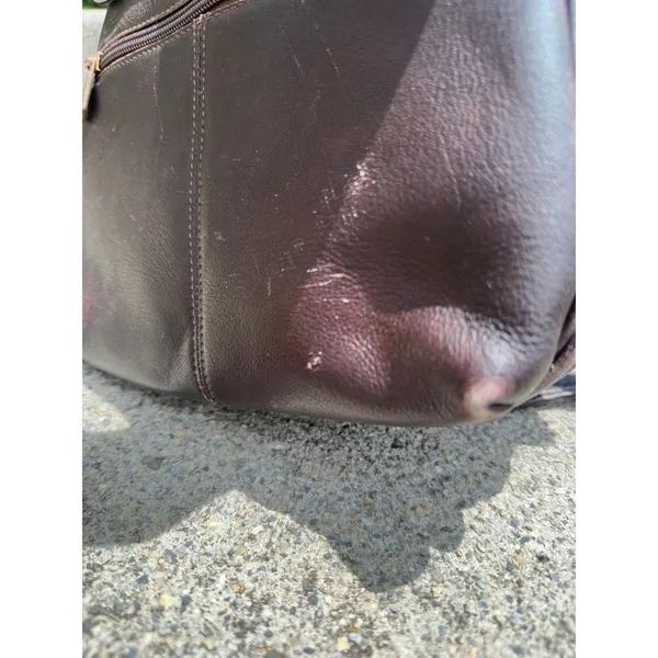 Davis King Vintage Dark Brown Patina Leather Mini Rucksack Flap Zipper Pockets - Image 5