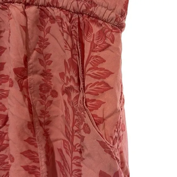 Time and Tru XL Orange Floral Print Deep V Elastic‎ Tie Waist Mini Dress Pockets - Image 4