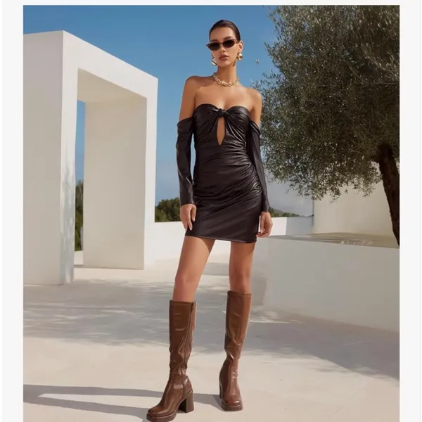 NEW Vegan Leather Knee Platform Chunky Heel Side Zipper High Boots 11 - Image 8
