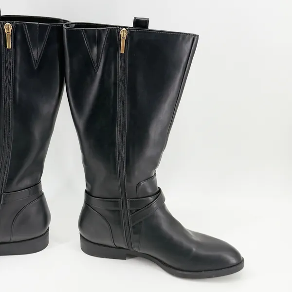 Crown & Ivy Mckay Women Black Tall Riding Boots Gold Buckle Size 11M - Image 4