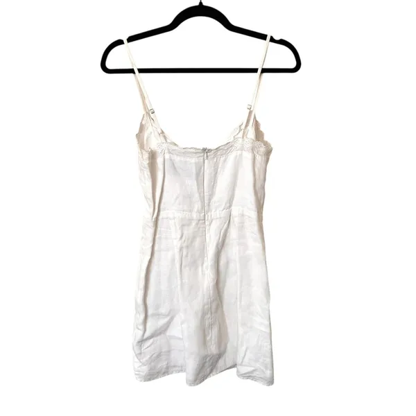 REFORMATION Linen Tie Front Mini‎ Dress White Sz 2 - Image 3