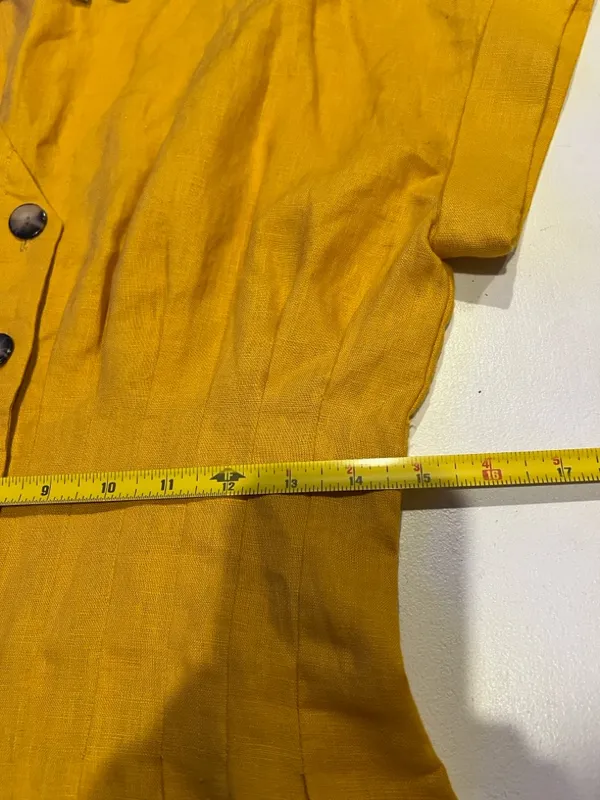 Antonio Melani, 100% linen button-down dress, mustard color, church, office 2 - Image 4