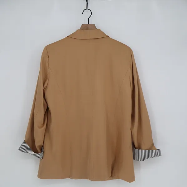 Genhoo Blazer Womens XL Shawl Lapel Tan Striped Cuff Single Button Excellent - Image 5
