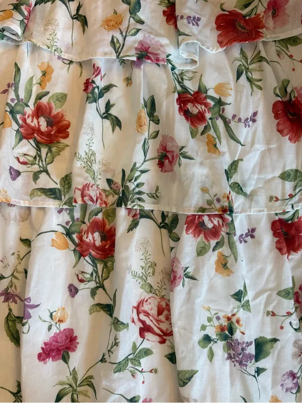Altar'd State White Julie Dress with Pink & Green Floral Trim Size M wedding - Image 4