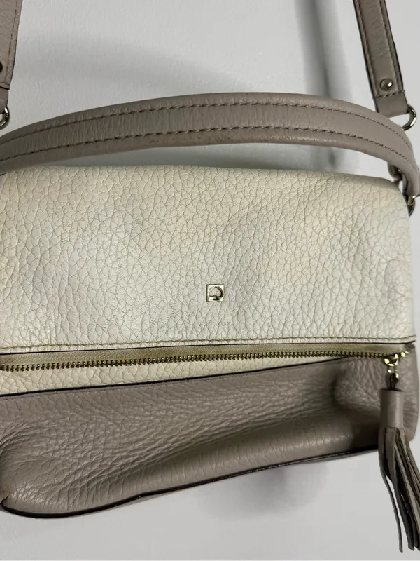 Kate Spade Southport Avenue Maria Crossbody Leather Bag Ivory Taupe - Image 13