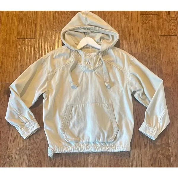 American Eagle cream cotton hooded pullover sweater size xs - Image 3